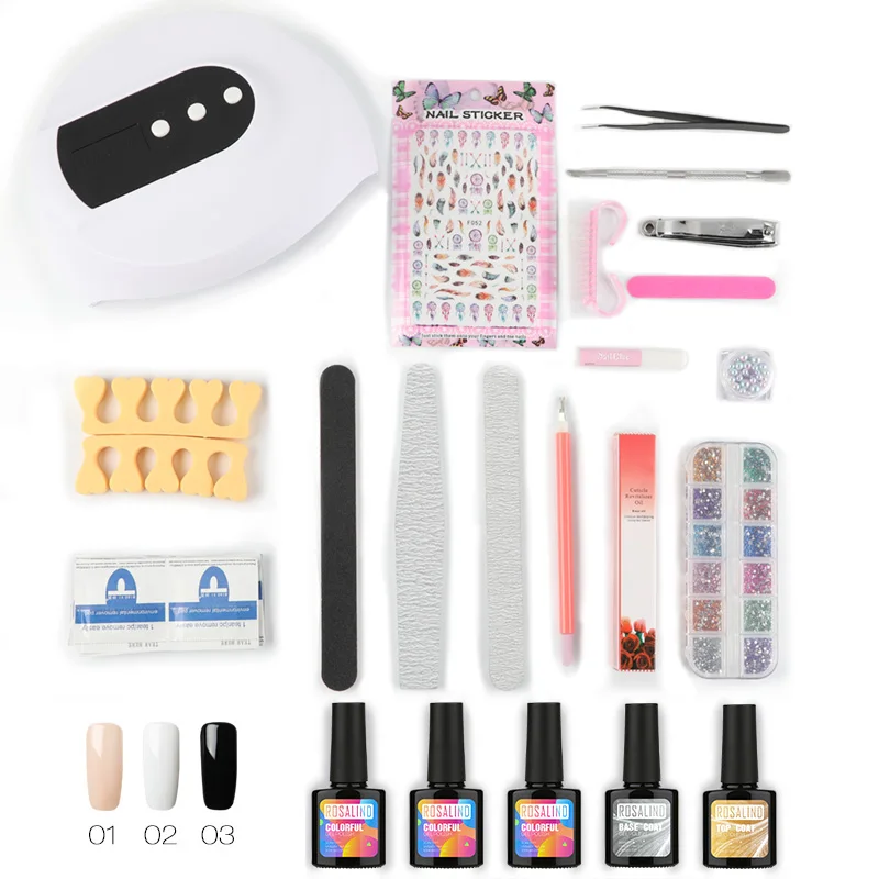 

ROSALIND 10ml Nail Art Tools Set For Manicure UV LED Gel Nail Polish Semi Permanent Nail Polish Soak Off Varnish Set