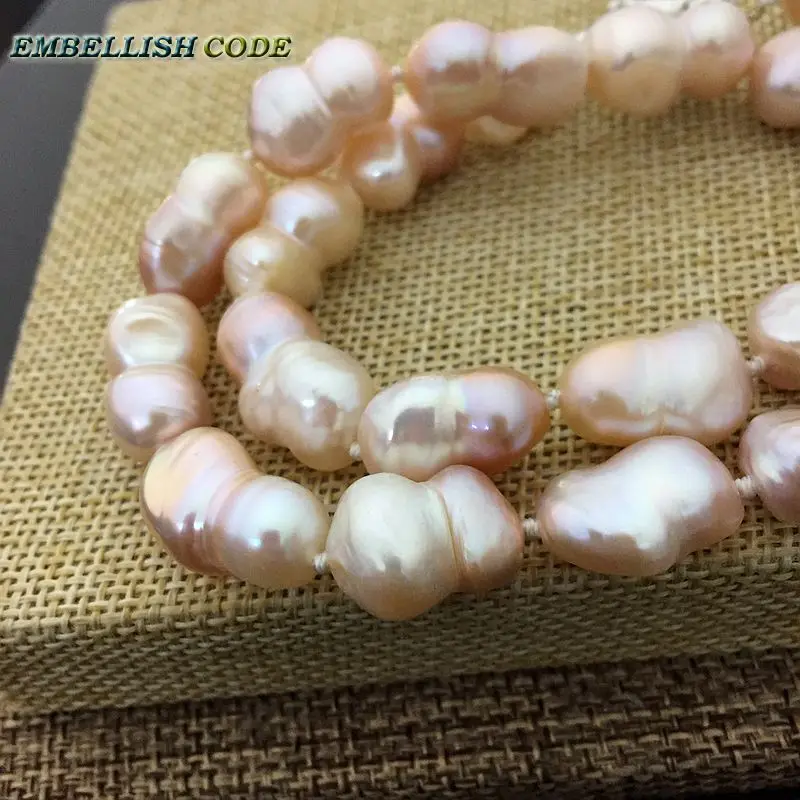 selling well bracelet Baroque style Irregular Peanut shape light pink real freshwater pearl bangle make knots white fine jewelry
