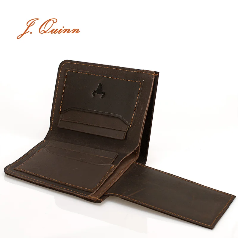 

J.Quinn Short Wallets Genuine Leather Brown Clip Card Bifold Wallet Mens Vintage Famous Brand 2016 Men Wallet Designer Luxury