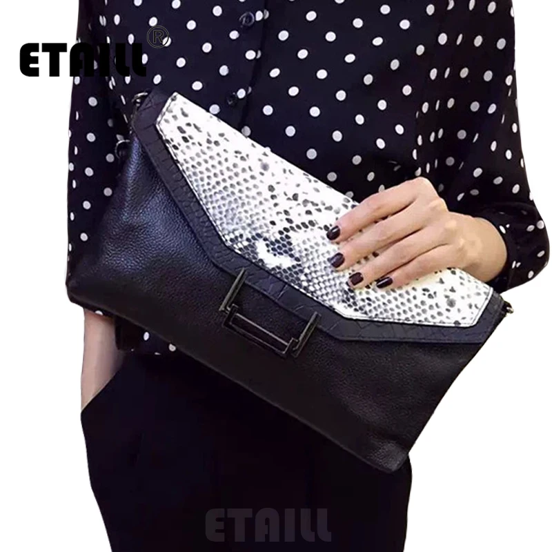 Genuine Leather Serpentine Pattern Leather Clutch Bags Python Bag Famous Brand Snake Pattern Celebrity Envelope Evening