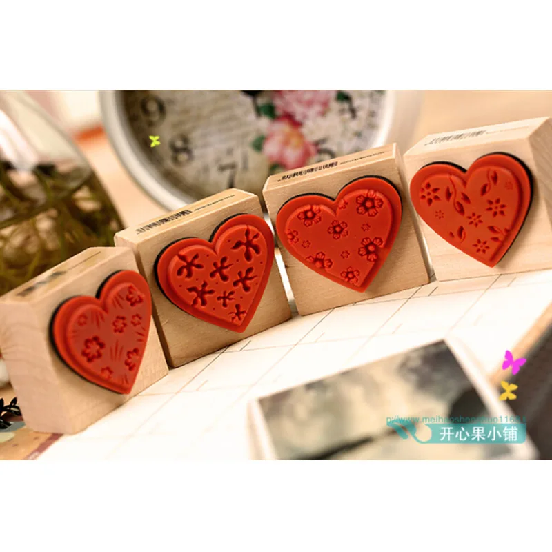 1 x печать любящее сердце DIY Деревянные и резиновые штампы для скрапбукинга