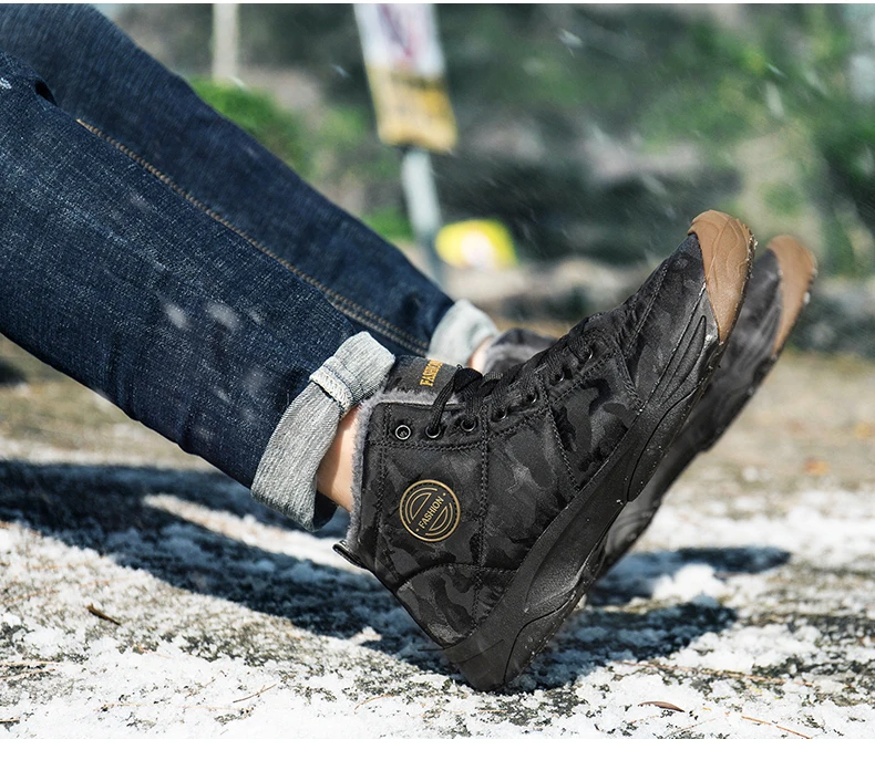 PHERON/Новинка года; модная мужская зимняя обувь; однотонные зимние ботинки с плюшевой подкладкой; нескользящая подошва; теплые лыжные ботинки;
