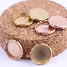 Onwear, 10 шт., нержавеющая сталь, Розовая позолота, подходит для 12 мм, кабошон, базовые настройки, сделай сам, пустая рамка, лотки для сережек, подвески, изготовление