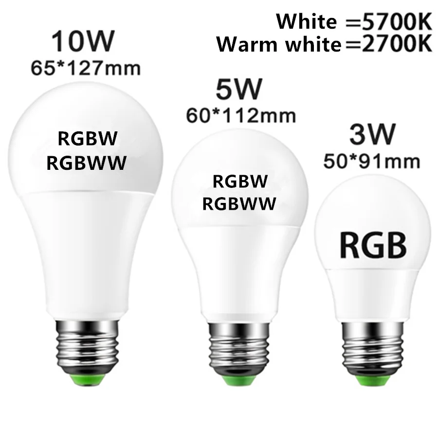 RGB Светодиодная лампа RGBW RGBWW с регулируемой яркостью E27 B22 85 265V Волшебная цветная