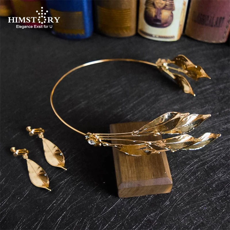 

HIMSTORY Vintage Handmade Gold Leaf Hairband For Women tiara Wedding Headdress Hair Accessories Bridal Hair Jewelry headpiece