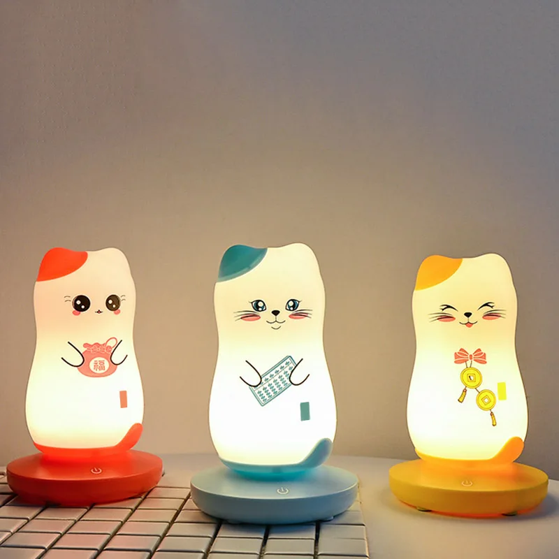 

Creative USB Charging Cartoon Silicone Pat Night Light Creative Eye Pprotection LED Table Lamp Children Bedroom Decorative Light