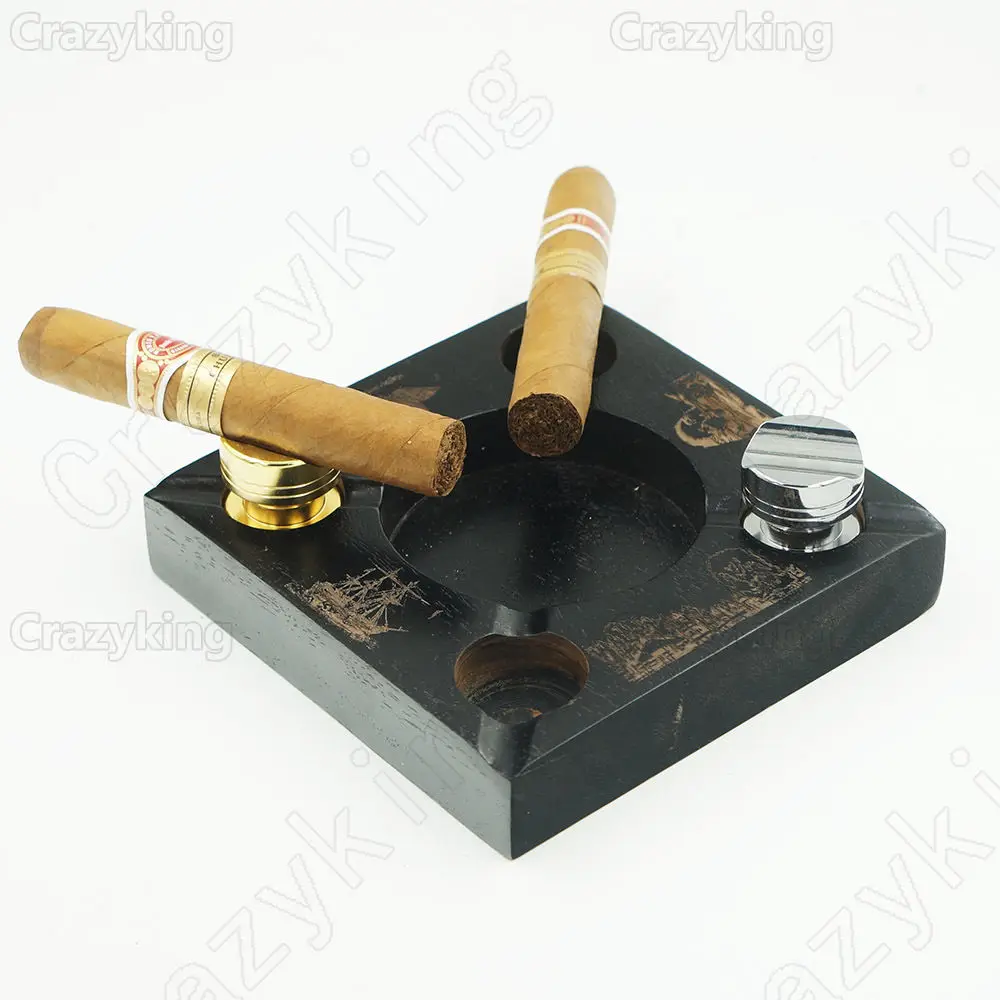 Vintga Handwork Wooden 4 Slots Cigarette Cigar Ashtray For Cohiba