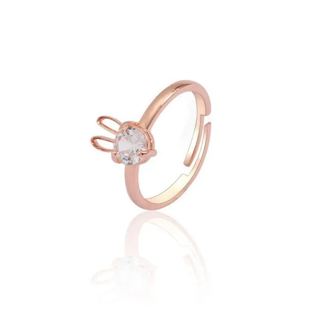 Rabbit rose gold Модные Собака Paw ног с кошачьими ушками кольцо черно-бурой лисицы Ангел крылья пчелы, трусы с изображением кролика и сердечек Детские обручальные кольца для Для женщин Ювелирное Украшение с изображением животных, обручальное кольцо наименование товара - Цвет основного камня: Rabbit rose gold