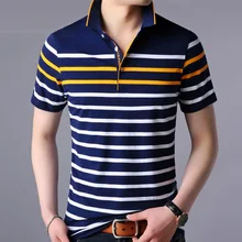 Рубашка поло мужская в полоску контрастного цвета поло homme мягкий материал классический дизайн