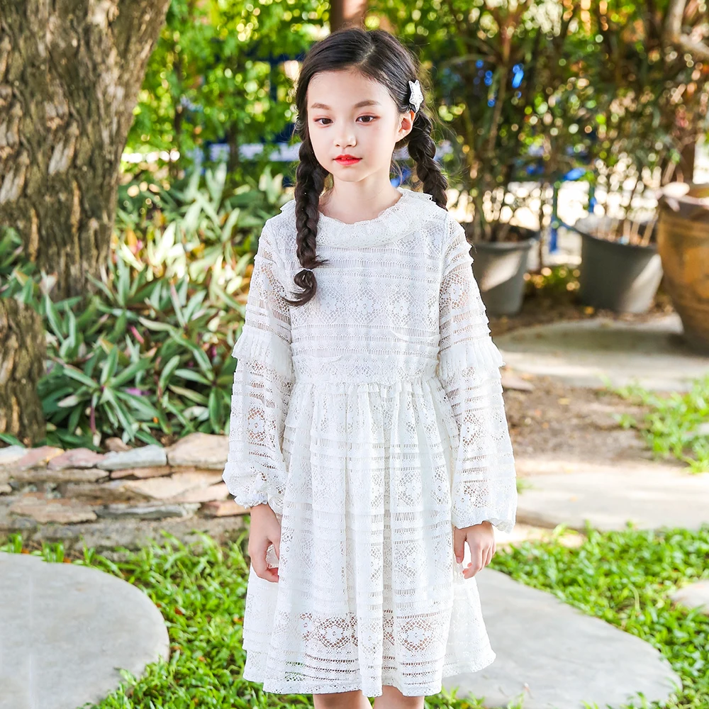 

Toddler Girl Long-sleeved Dress 2018 Children Lace Princess Dress New Korean Children's Clothing Kid Round Collar Sweet Dresses