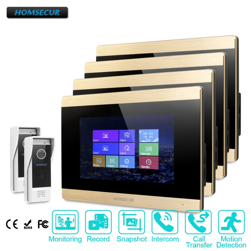 

HOMSECUR 7" Hands-free Video&Audio Home Intercom with Black Camera for Apartment BC031-B+BM715-G