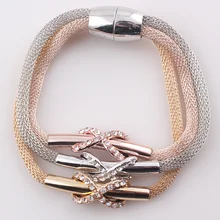 Магнитная застежка Бесконечность Браслеты для женщин золото цветная змеиная цепь браслет женский Кристалл ювелирные изделия