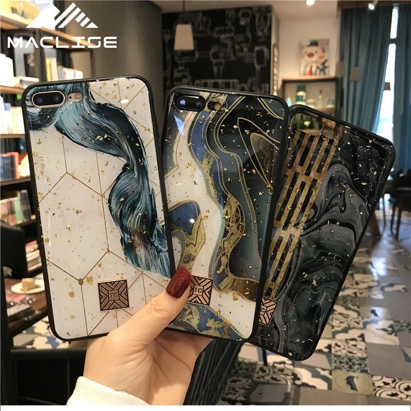 Роскошный чехол из золотой фольги с мраморным рисунком для телефона iPhone 11 Pro XS Max XR