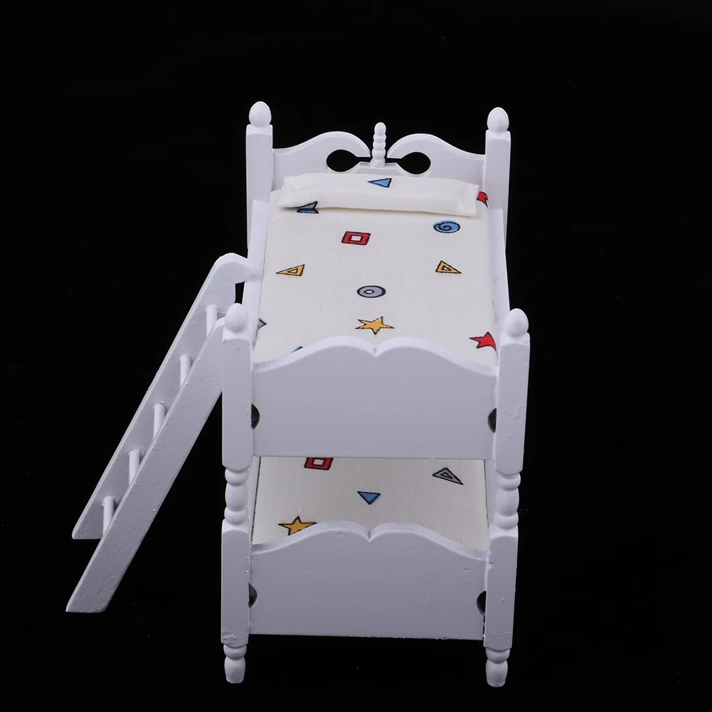 1/12 Scale Dollhouse Miniature Kids Bedroom Furniture Bunk Bed White