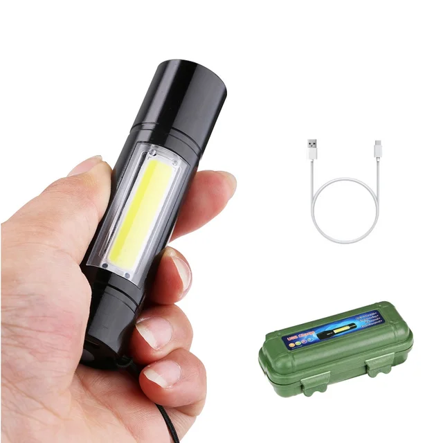 Sanyi COB LED Tactical Flashlight 3 Modes Camping Lanterna Waterproof In Life Portable Lamp USB Charging Torch With Storage Box