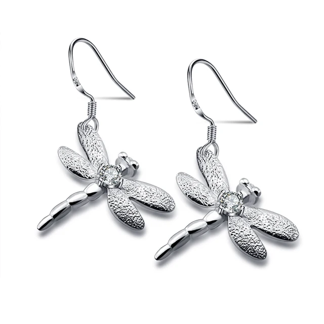 Fashionable Woman Charm Earrings 925 Sterling Silver Dragonfly Cute Fashionable Woman Charm Earrings 925 Sterling Silver Dragonfly Cute Whole Solid Jewelry Christmas