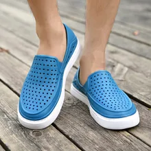 Сандалии мужские летние мужские пляжные шлепанцы на плоской подошве для отдыха морская Нескользящая дышащая перфорированная обувь удобная мужская летняя обувь