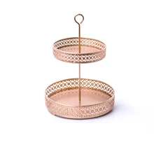 Gold Handmade Iron Cosmetic Storage Rack Round Tray Desktop Key Watch Shelf Makeup Jewelry Organizer Sundries Container