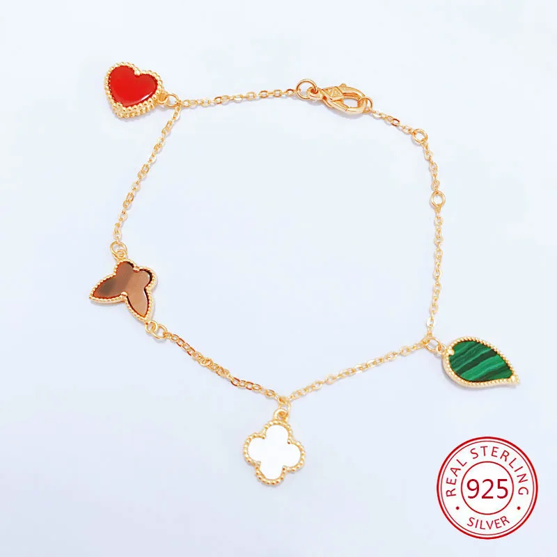 

2019 four-leaf clover bracelet s925 sterling silver rose butterfly love leaf jewelry send lover gift New Hot
