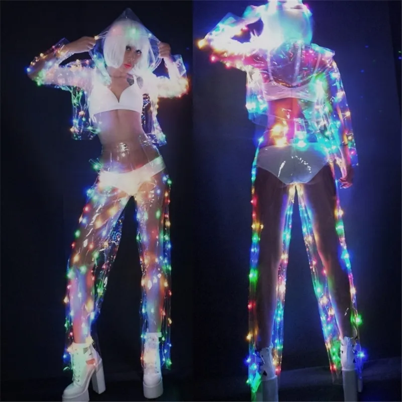 

Quadruple LED Perspective Performance Clothing Novelty Lighting Nightclub DJ Disco dancing Costume Flashing Glowing Jacket Pants