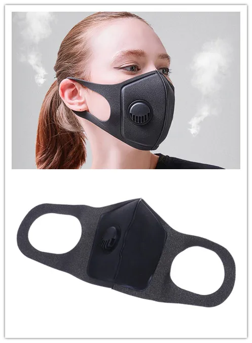 

Half Face Mouth Mask With Breath Valve Reusable Washable Unisex Sponge Dustproof PM2.5 Pollution Wide Straps Muffle Respirator