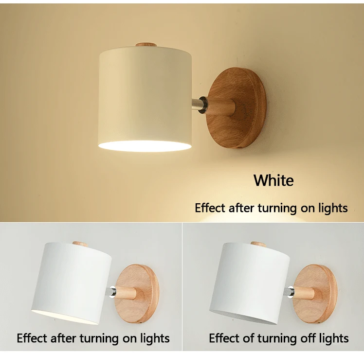 Светодиодный настенный светильник в скандинавском стиле, металлический абажур, деревянный прикроватный светильник для коридора