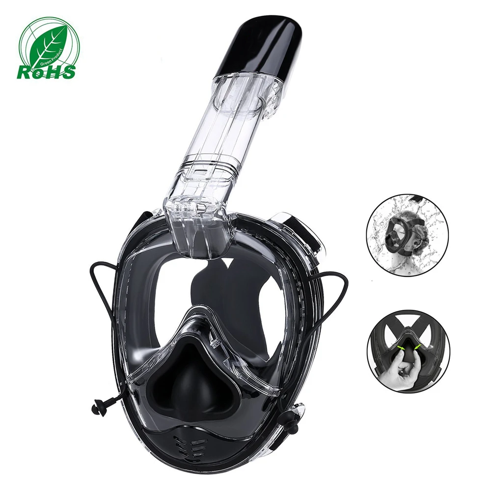 

2019 New color SOFT NOSE Diving Mask Full Face Scuba Mask One-piece Gasbag Anti-fog Snorkeling Mask for Kids Adults