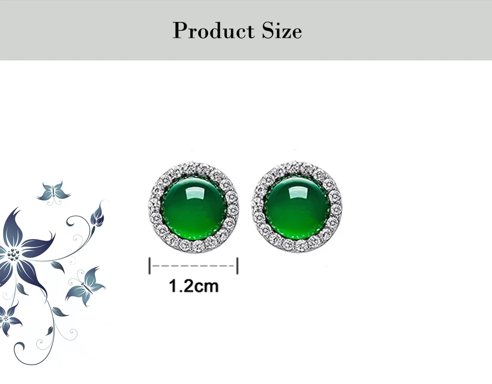 S925 стерлингового серебра Зеленый Халцедон Круглые серьги романтический подарок на день Святого Валентина Для женщин Модные украшения прекрасный подарок на день рождения