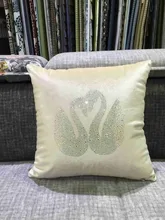 New Free Shipping Swan Pattern Square Cushion Pillow For Bedding Decorative With Crystal Diamond High Quality