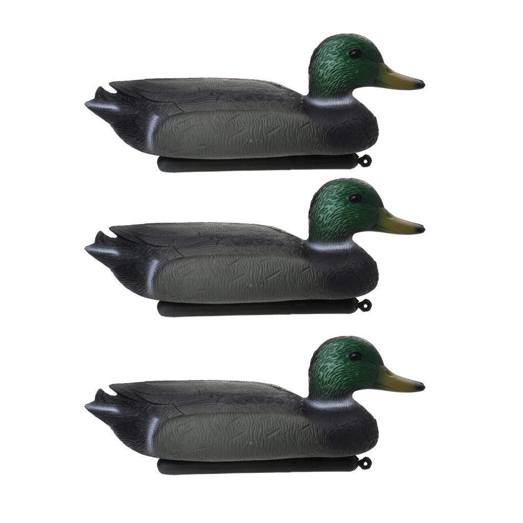 3 Pieces Hunting PE Plastic Duck Decoy Drake With Floating Keel Garden Decor, Black Green 3 Pieces Hunting PE Plastic Duck Decoy Drake With Floating Keel Garden Decor, Black Green