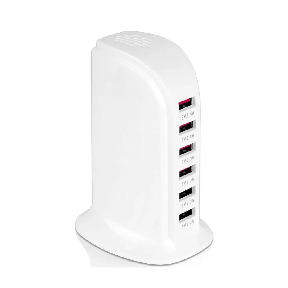 

6 Port 30W USB Portable Charging Tower Station Desktop Wall Charger Hub for Multiple Devices Tablets and Smartphones