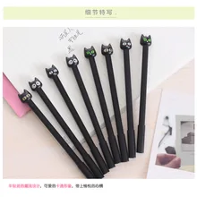 6 шт. Kawaii 0,38 мм Черная гелевая ручка с фигуркой котенка ручка с черными чернилами для студенческого письма подарок школьные офисные поставки Escolar Papelaria