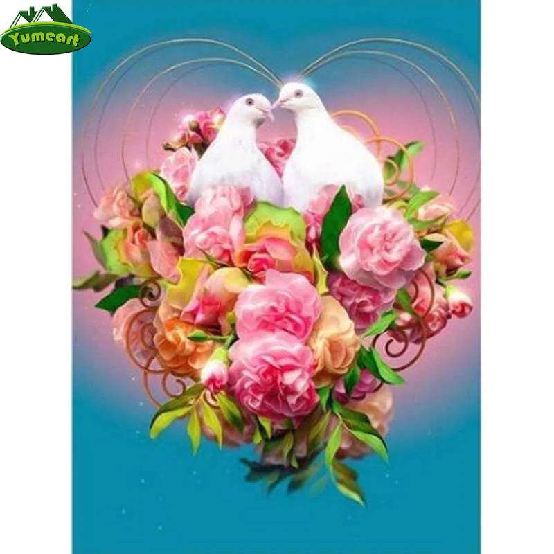

YUMEART 5D Diamond Painting Animal Full Square Embroidery Picture Of Rhinestone Diamond Mosaic Heart Shape Pigeon Decor Home