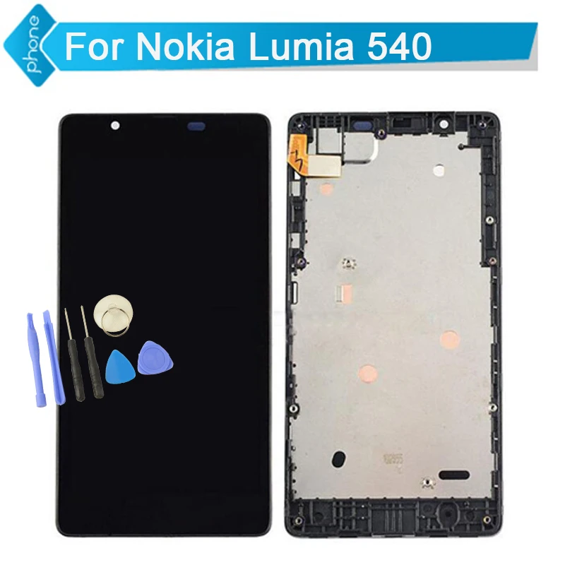 

For Microsoft Nokia Lumia 540 LCD Display with Touch Screen Digitizer Assembly +Frame; Black Lcd Scren + Tools By Free Shipping