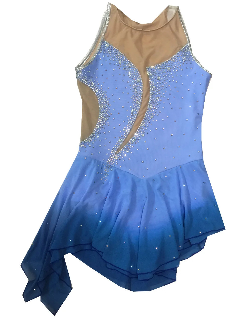 sexy ice skating dresses blue women figure skating clothing hot sale