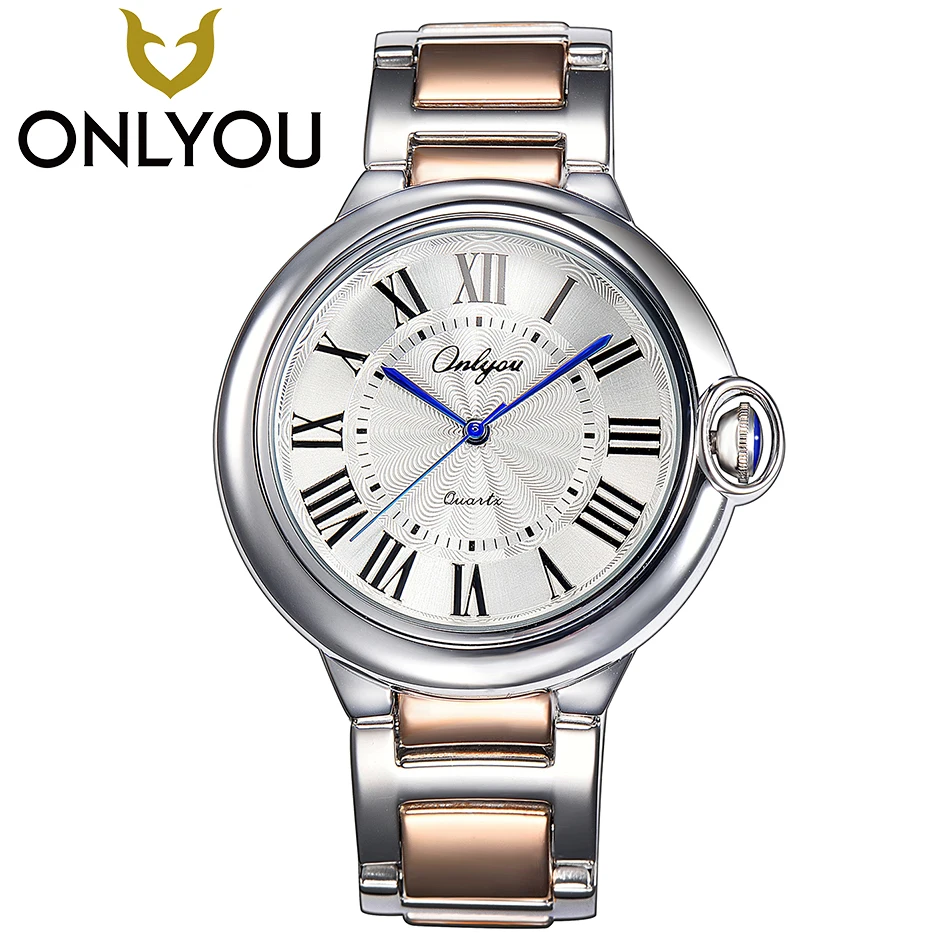 

ONLYOU Brand Luxury Business Ladies Watches Women Wrist Watch Men Quartz Rose Gold Stainless Steel Roman Numerals Ladies Watch