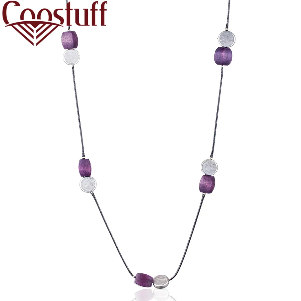 

2018 Women Jewelry Long Necklaces Vintage Green Wood Beads necklaces & pendants women collares mujer choker kolye bijoux femme