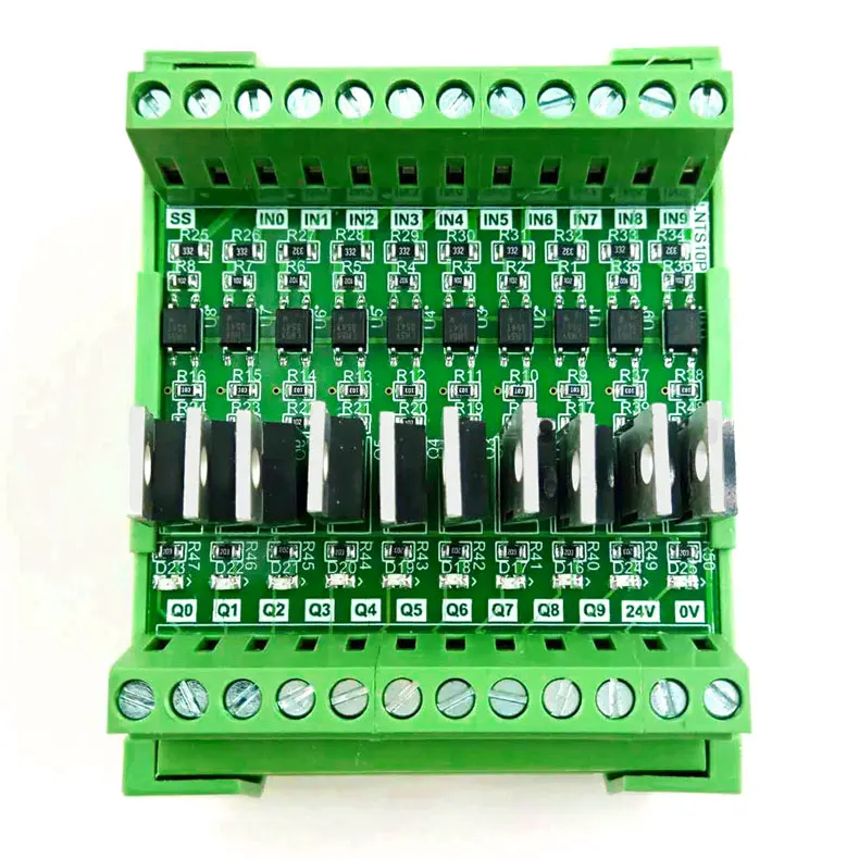 10 Way PLC Amplifier Input Universal Output NPN Optocoupler Isolation Board Transistor Board 5V 12-24V