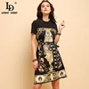 LD LINDA DELLA New Fashion Summer Dress Women's Short Sleeve Printed Beading Bow Tie Elegant Vintage Party Loose Midi Dresses ► Photo 2/6