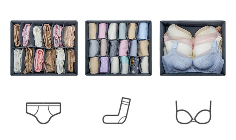 Quality Cotton Line Drawer Organizador Set 30*26*10cm Underwear Stockings Bra Storage Organizadores Durable Wardrobe Storage Box