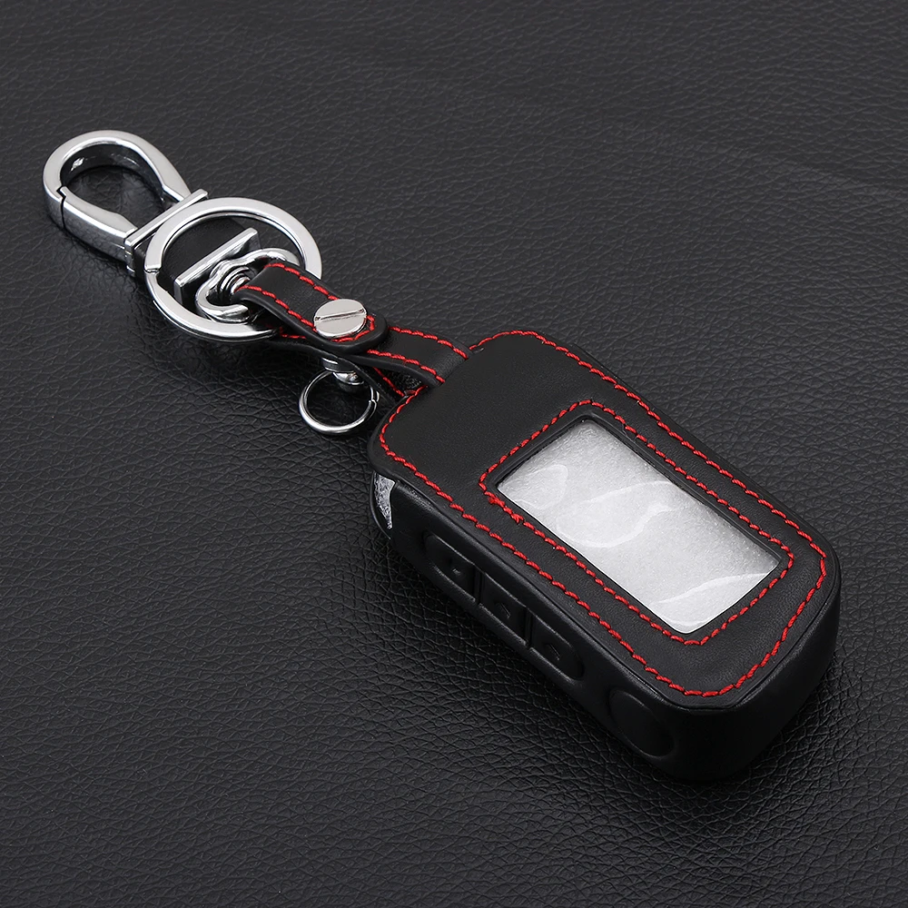 

Genuine Leather A93 Car Key Case Cover for Starline A93 A63 A39 A36 Two Way Car Alarm Remote Controller LCD Transmitter KeyChain