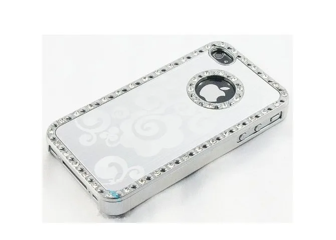 Sky Design Deluxe Crystal Chrome Hard Case for iPhone 4 4S 4G - 1 Pack Retail Packaging Silver |