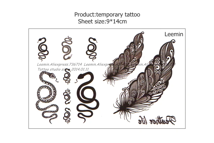 Новинка Топ Мода Временная татуировка стикер s Личность Змея рука/запястье стикер водонепроницаемый мультиграф