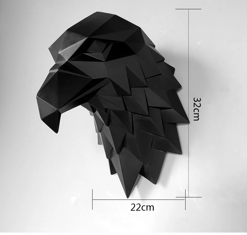 3D Eagle Head Statue Home Decoration Accessories Animal Abstract Sculpture Wall Hang Decor Statue Living Room Mural Art Craft 3