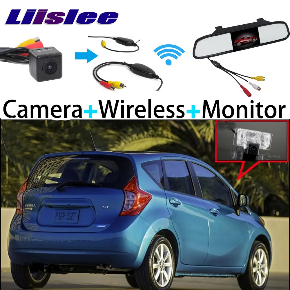 

3 in1 Special Rear View Camera + Mirror Monitor Easy DIY Back Parking System + Wireless Receiver For Nissan Versa Note 2013~2016