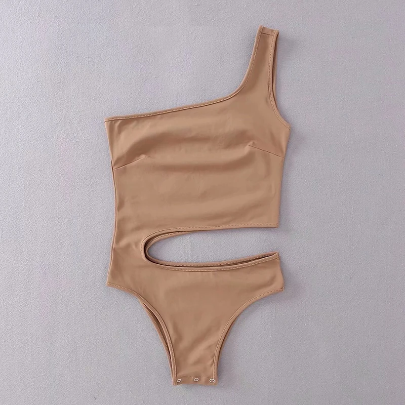 2018 المرأة أبيض أسود بلا أكمام ارتداءها الصيف الشاطئ واحدة معطلة الكتف الجوف خارج مثير ضئيلة bodycon بذلة الشاطئ وزرة