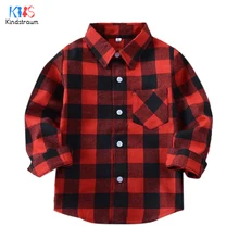 Kindstraum/ г. Новые рубашки в клетку для мальчиков и девочек детская одежда на пуговицах из хлопка высокого качества Осенняя детская одежда полной длины RC1569