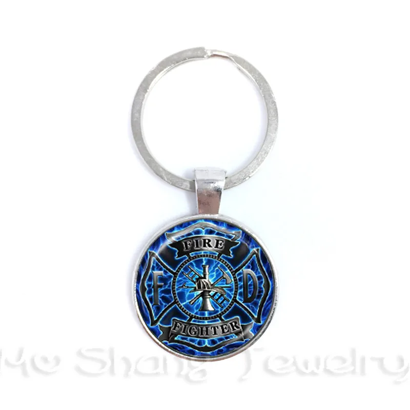 

15 Style Fashion Art Gift Firefighter Fire Fighter Keychain Glass Cabochon Keychains Jewelry Wholesale Mocking Birds Key ring