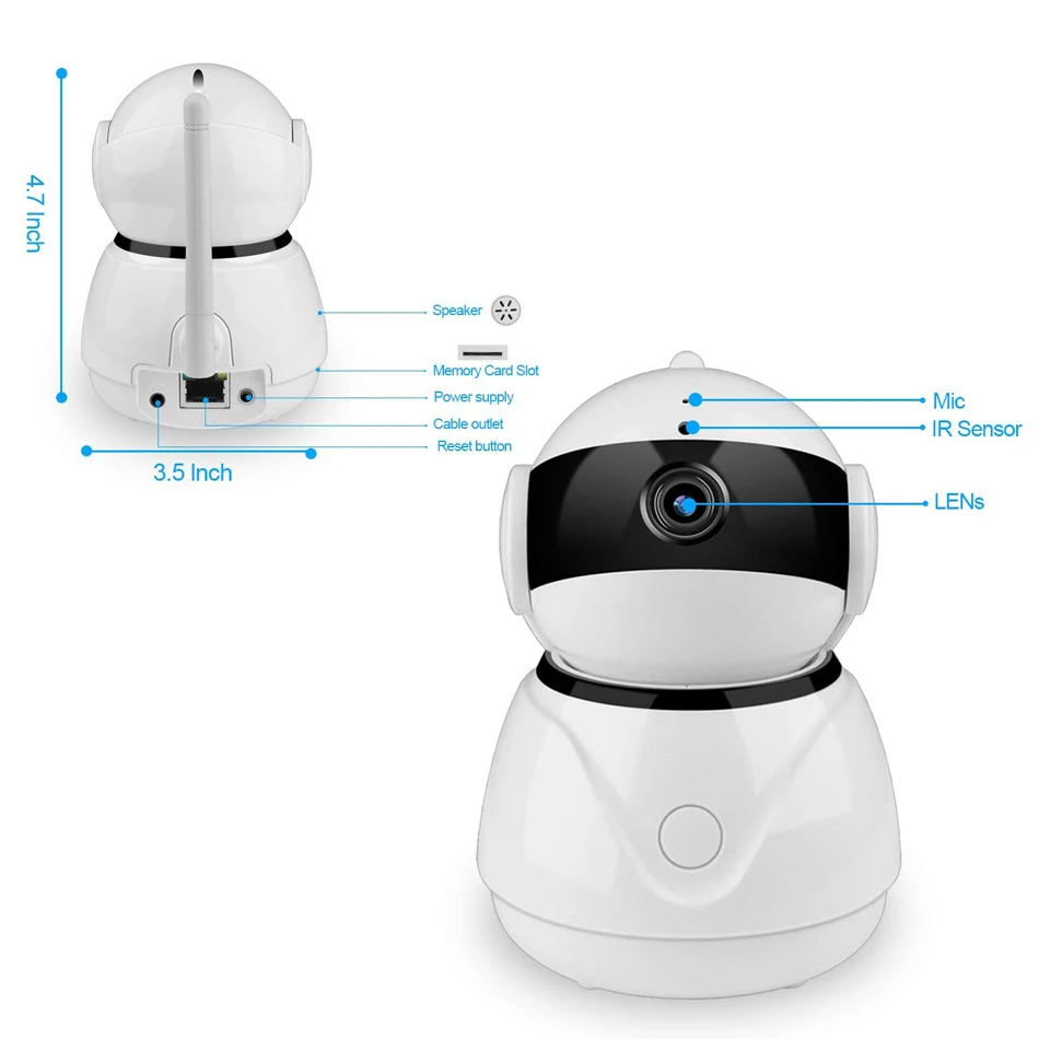 Seculink 1080P Home IP Camera Pan/Tilt Night Vision Motion Detection Alarm 2-Way Audio WiFi Wireless Video Monitoring 