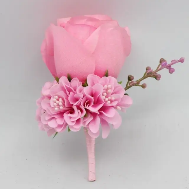 美品 結婚披露宴のピンクのための3xpe人工バラの花コサージュとブートニア Shipsctc Org